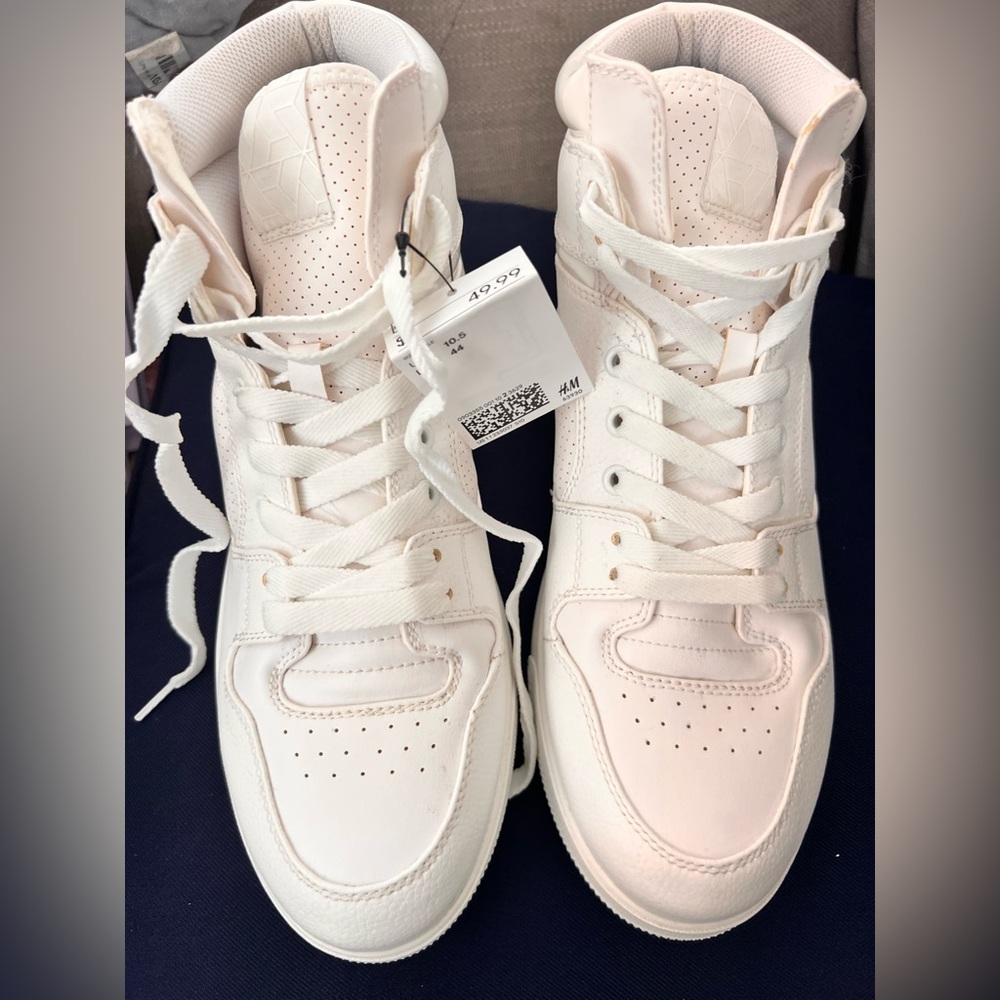 Men H&M White High-Top Sneakers size 44 (Men 10.5)